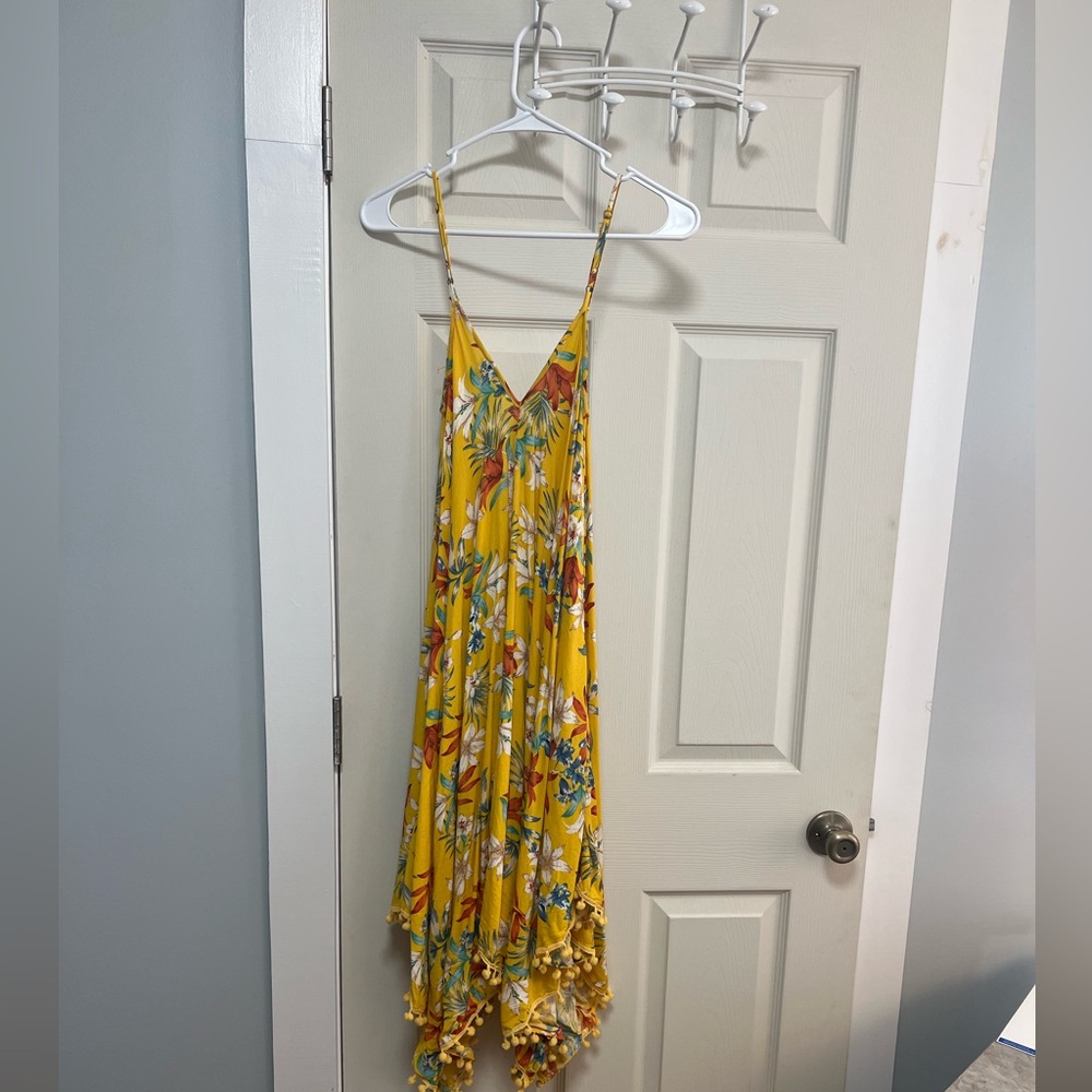 Goa by Japna Yellow Floral Spaghetti-Strap Maxi Dress